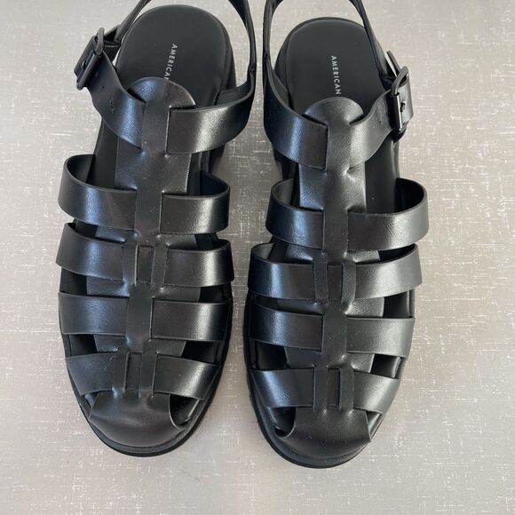 American Eagle Chunky Fisherman Lug Sole Sandals Closed Toe Women’s 9 Black - Picture 4 of 14